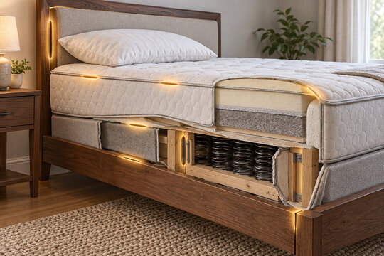 Bed Cutaway Revealing Common Hidden Pest Harborage Points