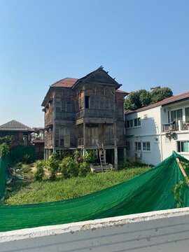 Old traditional two-story wooden house