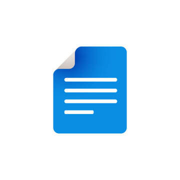 Blue document icon with white text lines, representing files, notes, paperwork, forms, office documents, business records, and digital information.