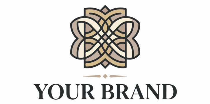 Elegant and modern boutique brand logo with intricate geometric pattern and sophisticated typography