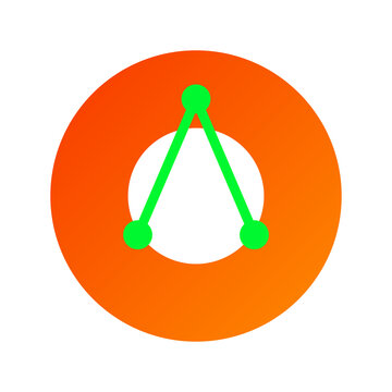Bright green network node triangle symbol inside orange gradient circle badge