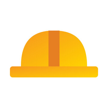 Construction hard hat safety helmet yellow orange flat style icon graphic