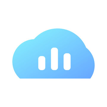 Cloud data icon with blue gradient and bar charts for internet storage solutions