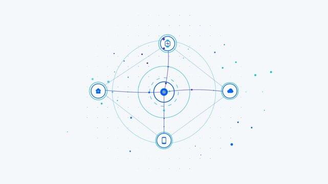 Digital network connectivity concept with io t device and data flow animation internet of network