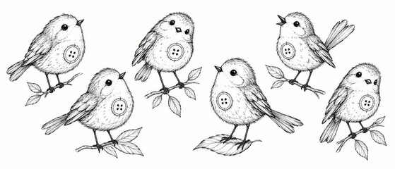 Fototapeta premium Hand Drawn Bird Illustration Collection