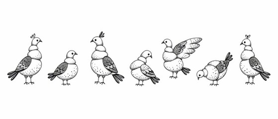 Fototapeta premium Hand Drawn Bird Illustration Collection
