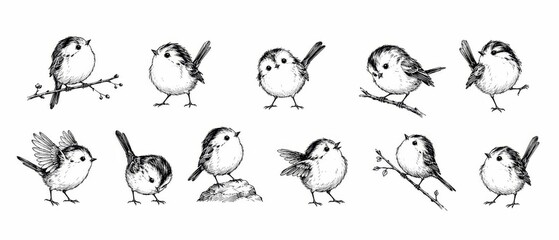 Fototapeta premium Hand Drawn Bird Illustration Collection