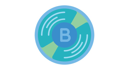 Circular badge with letter b and radiating lines on a white background © naiem eti