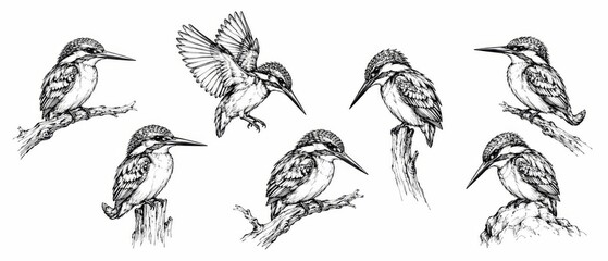 Fototapeta premium Hand Drawn Bird Illustration Collection