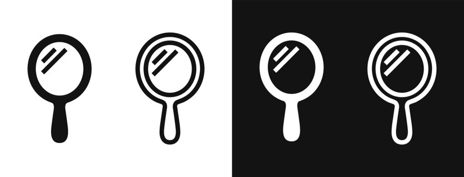 Handheld cosmetic mirror vector icon set