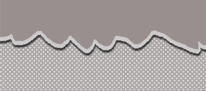 A piece of torn graph paper with a rough edge on a solid background