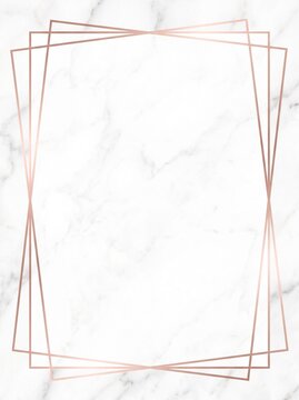 Elegant rose gold frame overlay on marble background for commercial