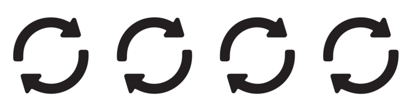 Four repeating curved arrow icons for refresh and reload actions in user interface design.