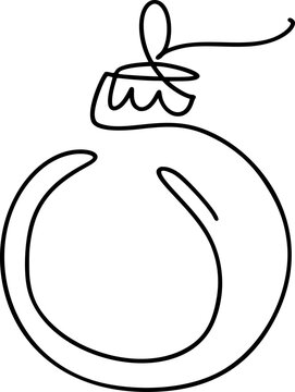 Continuous line drawing christmas ornament Minimalist black vector line art bauble for holiday season celebration concept