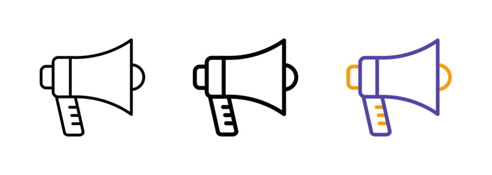 Megaphone icons. Simple bullhorn vector symbol.