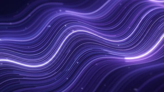 Abstract background with glowing purple wavy lines representing digital data flow and futuristic technology