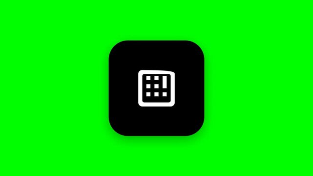Minimalist black grid icons floating on a chroma key green screen