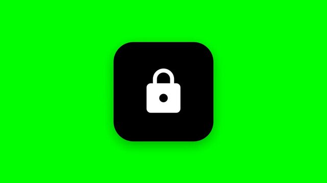Digital security padlock icons on green screen background