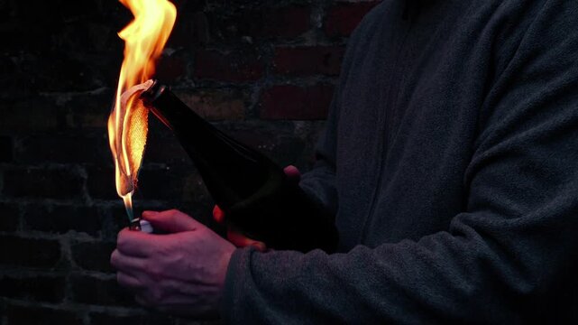 Man Hurls Molotov Cocktail In The Evening