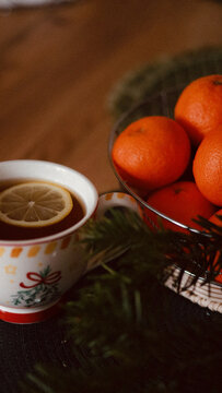 cup of coffee and orange