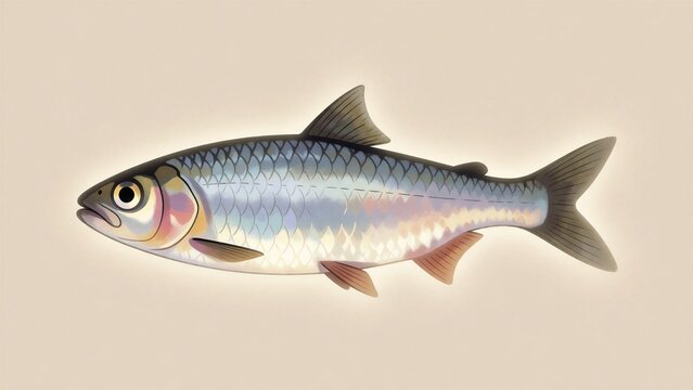 A digitally illustrated rainbow trout in serene side profile, surrounded by soft light and a minimalist background.