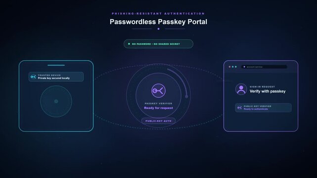 Passwordless Passkey Portal and Biometric Verification Animation