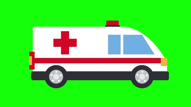 emergency ambulance driving animation green screen