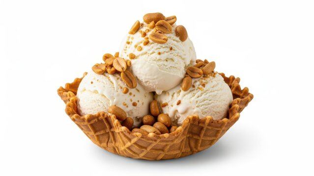 Dessert with ice cream in cookie bowl
