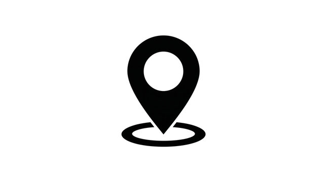 Black map location pin icon isolated on transparent background for