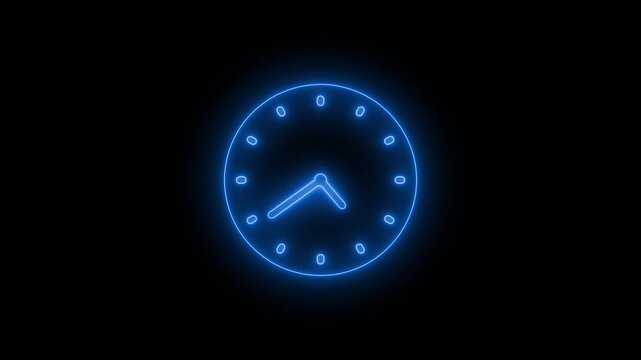 Neon Countdown Timekeeping Animation with Analog Clock Face
