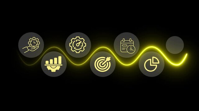 Improves productivity through effective time management concept. Ideal for work planning, performance optimization, deadline control, efficient workflow organization.
