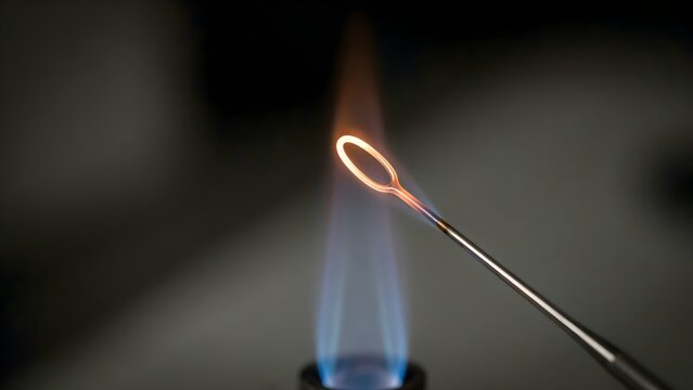 Close-up of lit matchstick creating a small flame with a blurred dark background