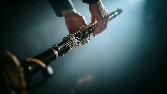 Hands Playing a Wind Instrument in Deep Focus During Performance