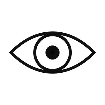 Minimalist line art human eye icon representing visual perception, look ahead vision, optical tracking, website visibility, search optimization, and privacy security observation