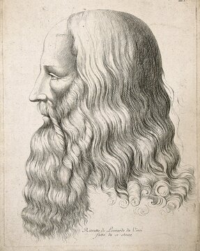 Leonardo da Vinci (15 April 1452) (2 May 1519), actually Lionardo di ser Piero da Vinci, was an Italian painter, sculptor, architect, anatomist, mechanic, engineer and natural philosopher, Historical, digitally restored reproduction from a 19th century original