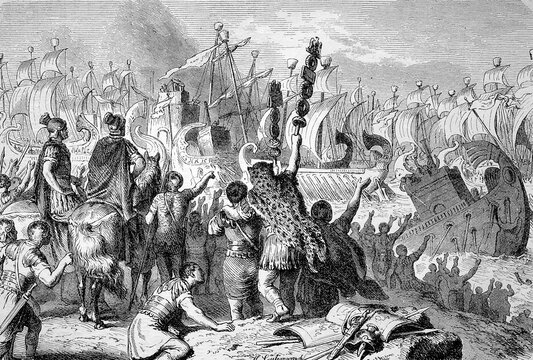 The Battle of Actium was the decisive confrontation of the last war of the Roman Republic, a naval battle between Octavian and the combined forces of Mark Antony and Cleopatra on 2 September 31 BC History of Ancient Rome, Roman Empire, Italy, digitally restored reproduction from a 19th century original