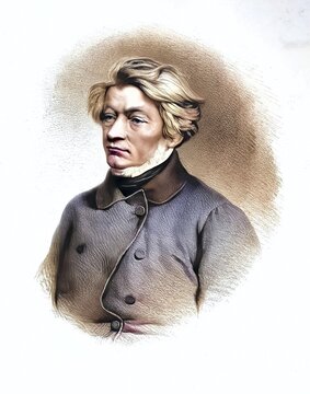 Adam Bernard Mickiewicz, (born 24 December 1798 in Zaosie near Nowogrodek, Russian Empire, died 26 November 1855 in Constantinople, Ottoman Empire) was a Polish Romantic poet. He is considered the most important of the Three Bards of Polish Romanticism at a time when a Polish nation state did not exist and as the national poet of Poland, Historical, digitally restored reproduction from a 19th century original, Record date not stated