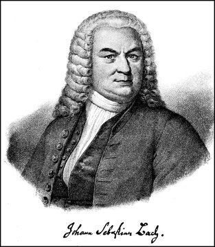 Johann Sebastian Bach, 31 March 1685, 28 July 1750, was a German composer, cantor and organ and harpsichord virtuoso of the Baroque period, Historical, digitally restored reproduction of a 19th century original, exact date unknown