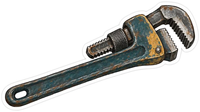 Pipe wrench jaws face upper right with handle extending diagonally. Tool hardware concept