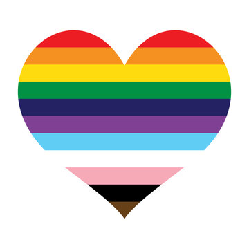 LGBTQIA Pride Flag Love Heart Symbol.Horizontal Striped Heart Shape.Vector illustration.
