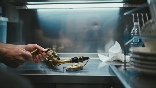 Hands Pouring Coffee into Cup in Kitchen Food Preparation Area