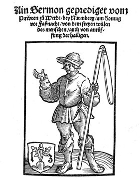 Title of a sermon by the peasants in W&ouml;hrd, Germany, Peasants' War 1524-1525, Historical, digitally restored reproduction from the 19th century, exact date unknown