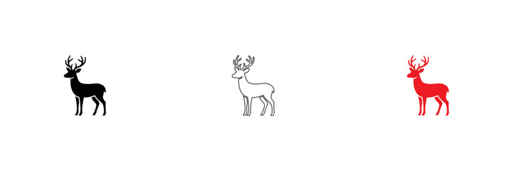 Three stylized reindeer icons in different colors © md