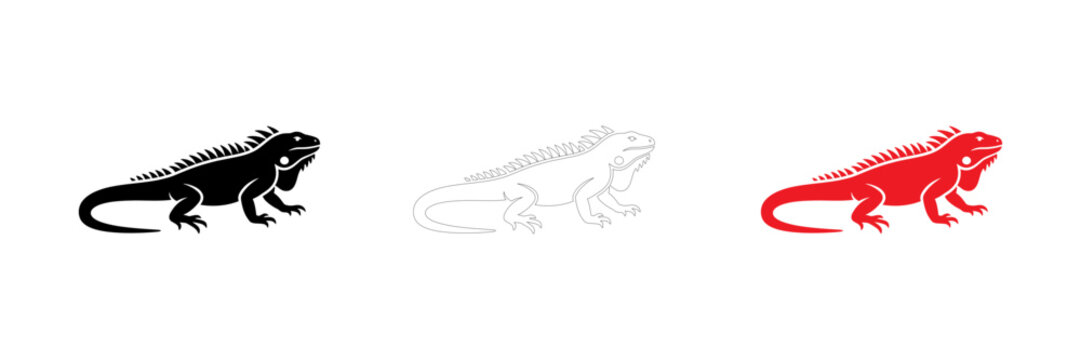 Illustration of a stylized iguana in red color