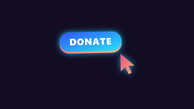Donate button click vibrant gradient animation dark purple background