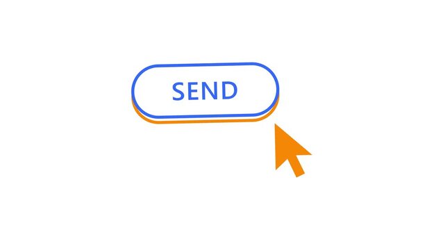 Send button click line art animation on white background loop
