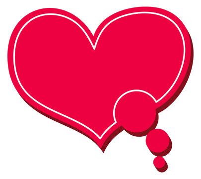 A red heart with a thought bubble in the middle