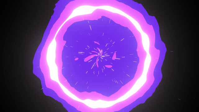 Animated purple energy portal opening and closing in darkness