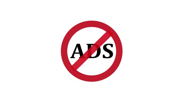 red prohibition sign over the word "ADS" on a white background