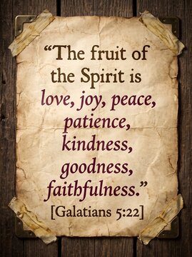 Biblical quote about the fruit of the spirit love joy peace kindness
